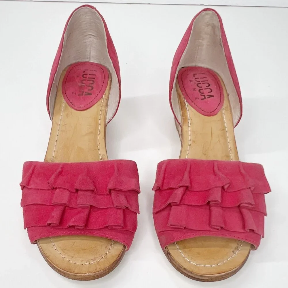 LUCCA LANE‎ Saddie Wedge Pink Sandals 8